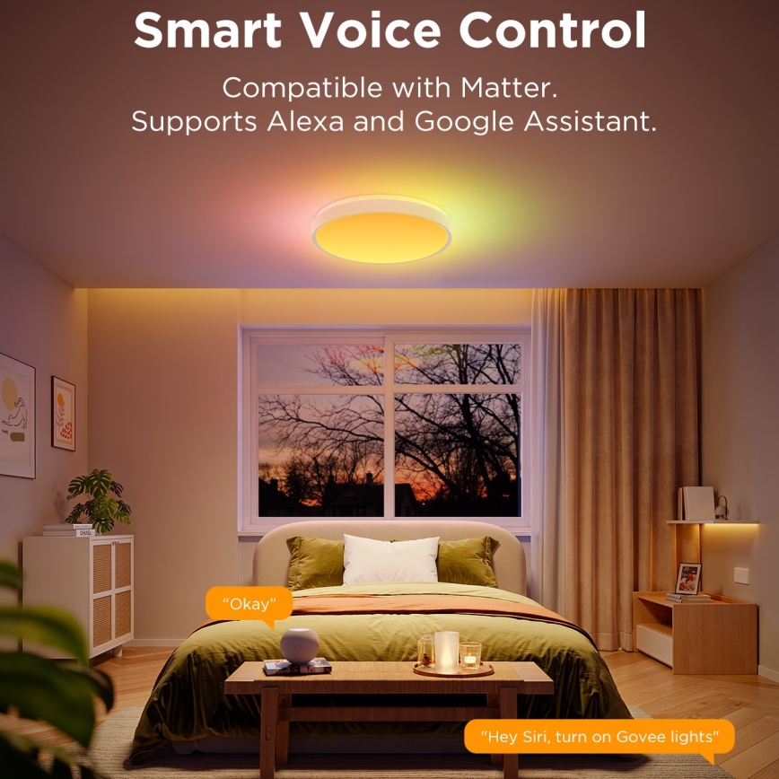 Govee - LED RGBIC Stmívatelné stropní svítidlo LED/49W/230V 2700-6500K Wi-Fi pr. 38 cm