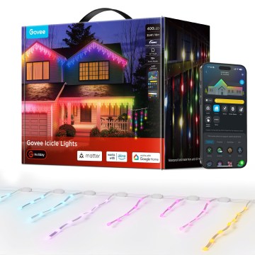 Govee - LED RGBIC Venkovní řetěz rampouchy 10m Wi-Fi Matter IP65