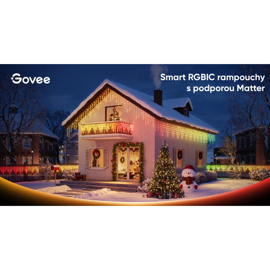 Govee - LED RGBIC Venkovní řetěz rampouchy 10m Wi-Fi Matter IP65