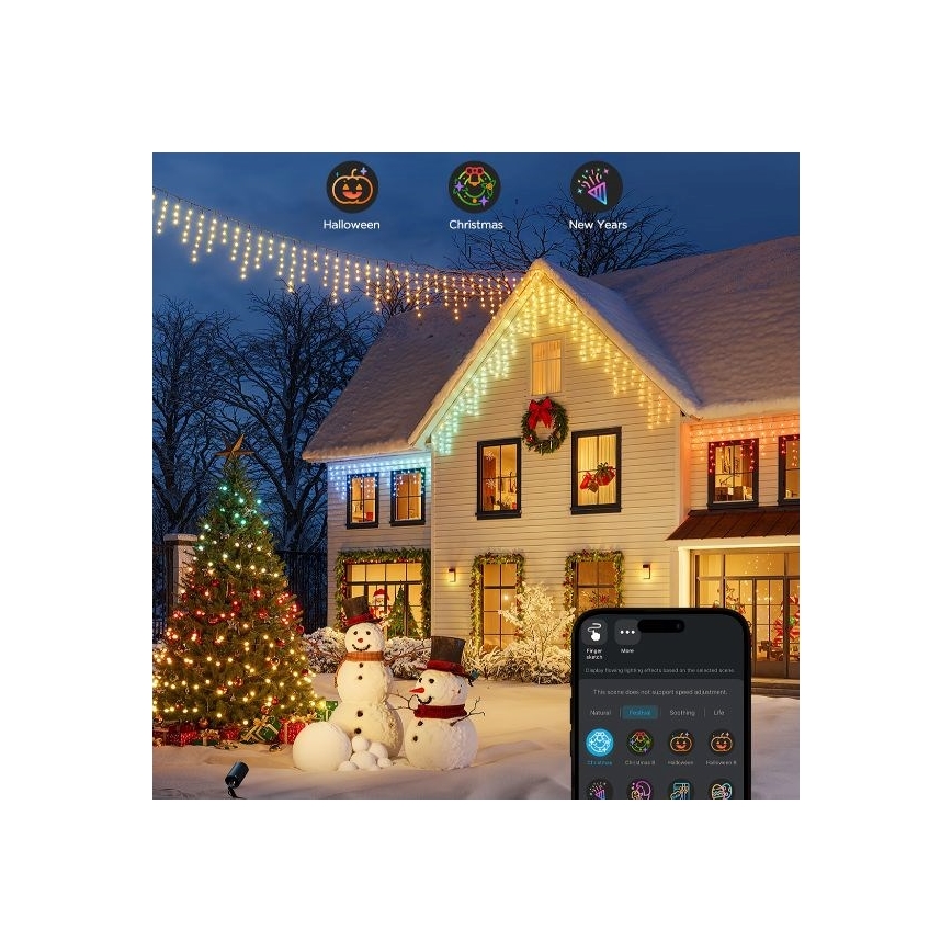 Govee - LED RGBIC Venkovní řetěz Smart rampouchy 10m Wi-Fi Matter IP65