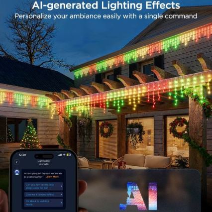 Govee - LED RGBIC Venkovní řetěz Smart rampouchy 10m Wi-Fi Matter IP65