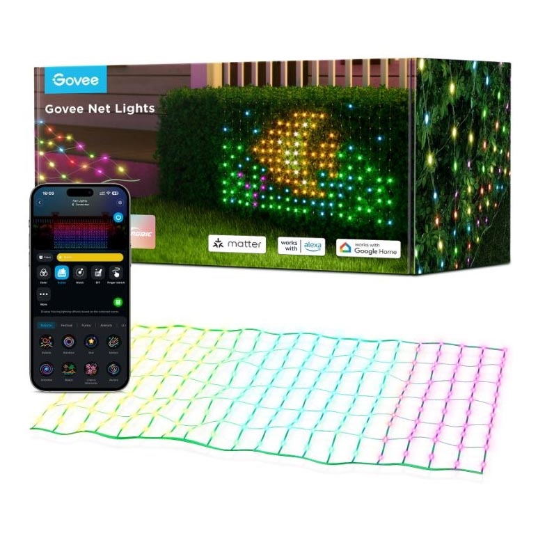 Govee - LED RGBIC Venkovní světelná síť 143x85cm Wi-Fi Matter IP65
