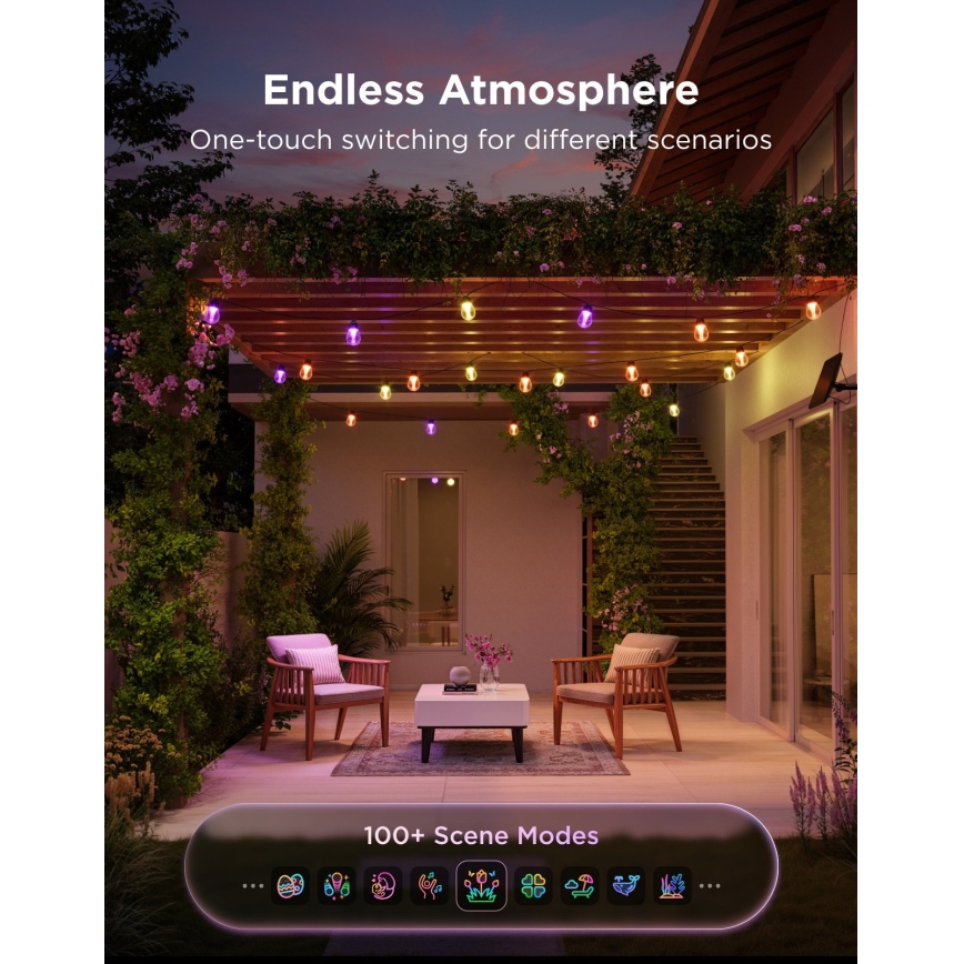 Govee - LED RGBICW Solární řetěz 8xLED/6W/5V Wi-Fi Matter IP67