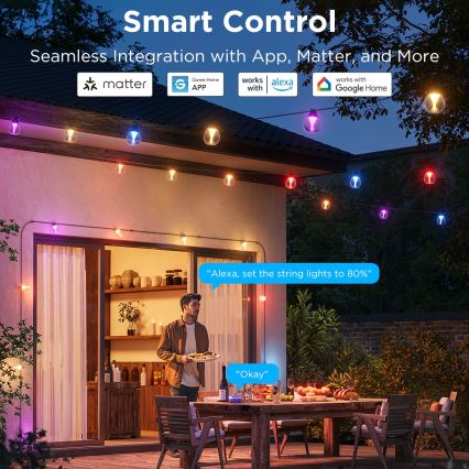 Govee - LED RGBICW Stmívatelný venkovní dekorační řetěz LED/24W/230V IP67 2700-6500K Wi-Fi