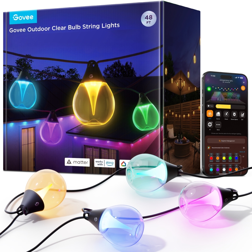 Govee - LED RGBICW Stmívatelný venkovní dekorační řetěz LED/24W/230V IP67 2700-6500K Wi-Fi