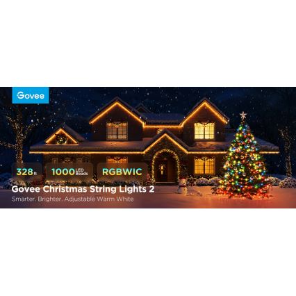Govee - LED RGBICW Venkovní vánoční řetěz 2700-6500K 20m Wi-Fi Matter IP66