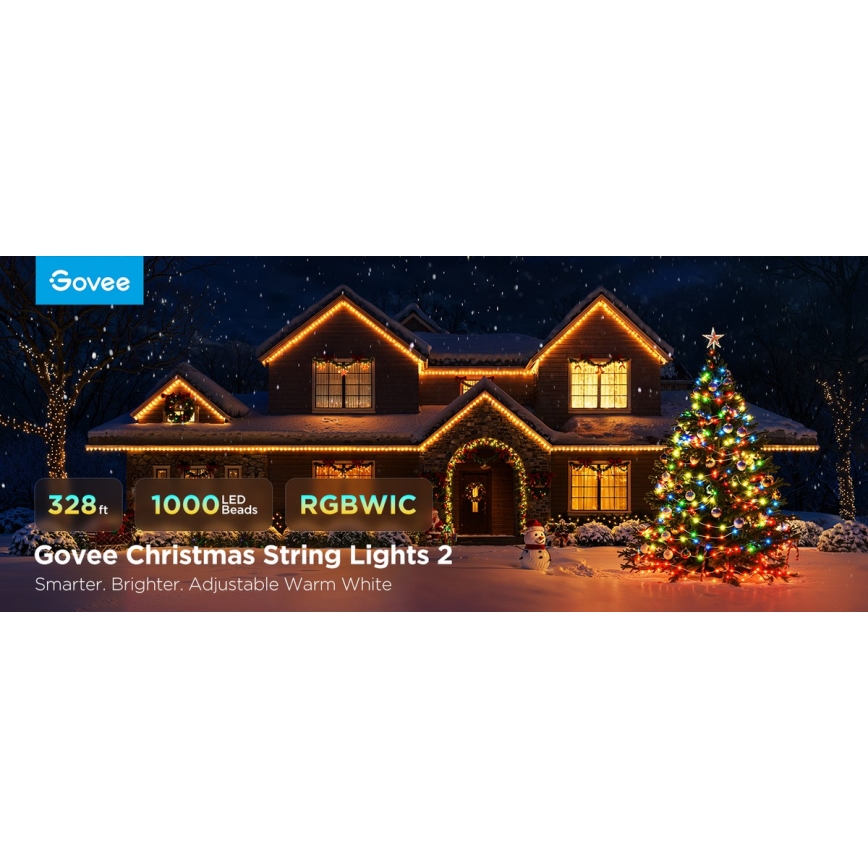 Govee - LED RGBICW Venkovní vánoční řetěz 2700-6500K 20m Wi-Fi Matter IP66