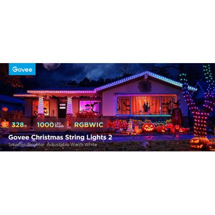 Govee - LED RGBICW Venkovní vánoční řetěz 2700-6500K 20m Wi-Fi Matter IP66