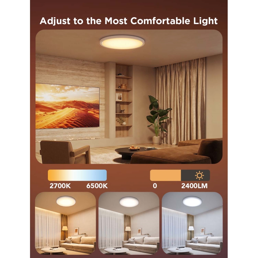 Govee - LED RGBICWW Stmívatelné stropní svítidlo LED/29W/230V pr. 30 cm Matter Wi-Fi