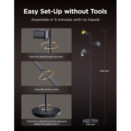 Govee - LED RGBICWW Stmívatelná stojací lampa TREE MATTER LED/48W/230V Wi-Fi