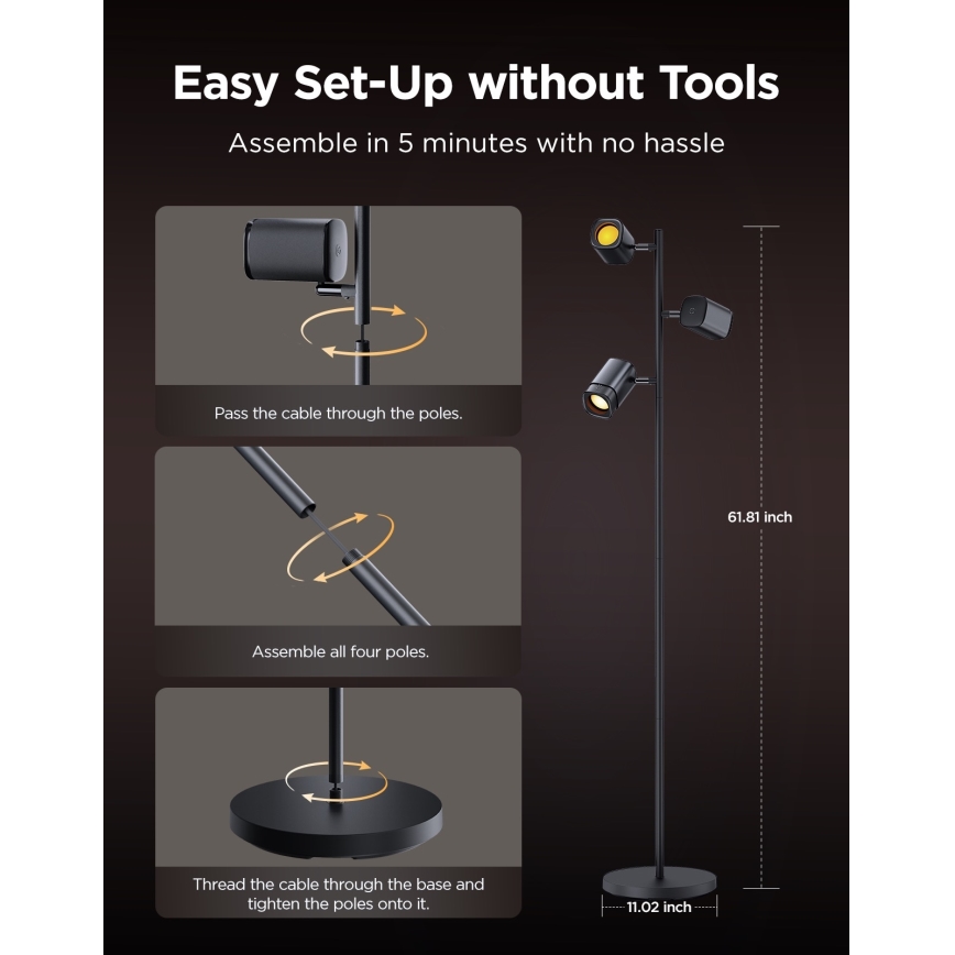 Govee - LED RGBICWW Stmívatelná stojací lampa TREE MATTER LED/48W/230V Wi-Fi