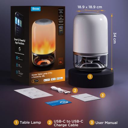 Govee - LED RGBW Stmívatelná stolní lampa s reproduktorem LED/36W/12V Wi-Fi