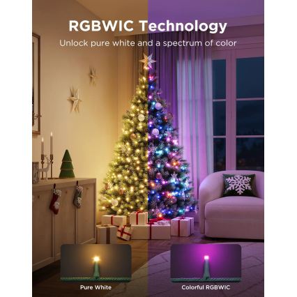 Govee - LED RGBWIC Venkovní vánoční řetěz 2700-6500K 30m Wi-Fi Matter IP65