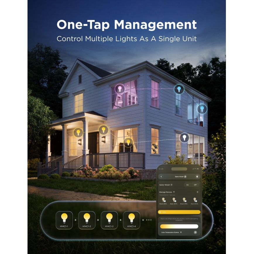 Govee - LED RGBWW Stmívatelná žárovka Smart MATTER G80 E27/5W/230V 2700-6500K Wi-Fi