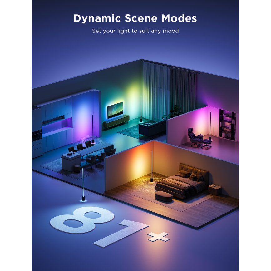 Govee - LED Stmívatelná stojací lampa s reproduktorem Pro RGBICWW 2200-6500K Wi-Fi + dálkové ovládání