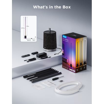 Govee - LED Stmívatelná stojací lampa s reproduktorem Pro RGBICWW 2200-6500K Wi-Fi + dálkové ovládání