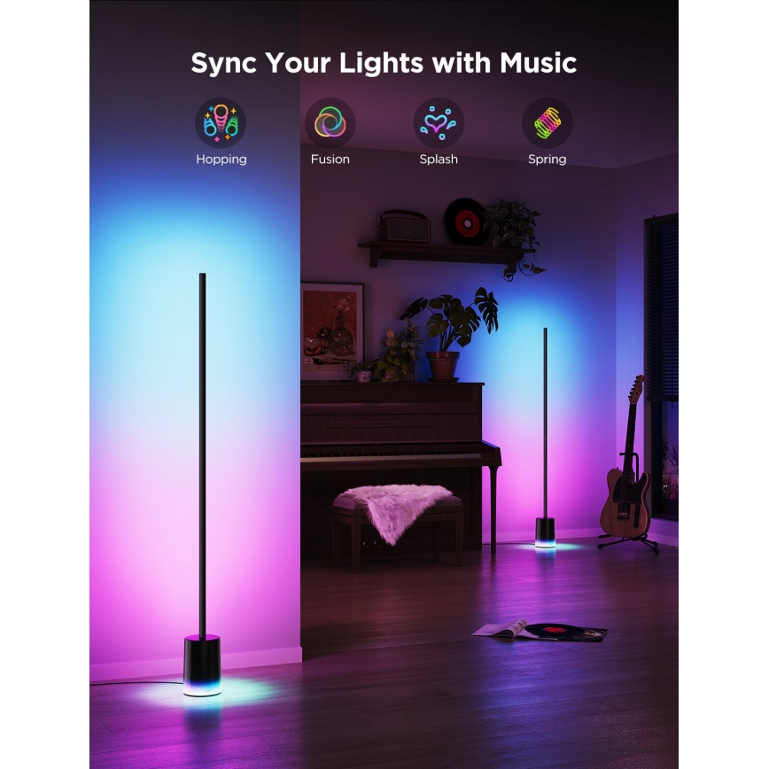 Govee - LED Stmívatelná stojací lampa Smart MATTER LED RGBICWW 2200-6500K Wi-Fi + dálkové ovládání