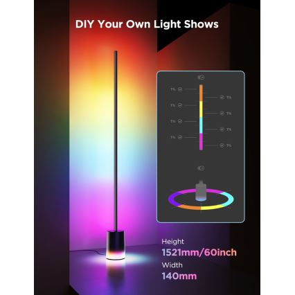 Govee - LED Stmívatelná stojací lampa Smart MATTER LED RGBICWW 2200-6500K Wi-Fi + dálkové ovládání