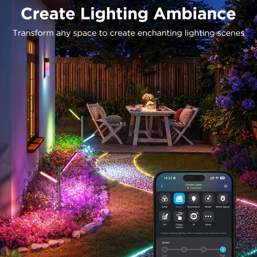 Govee - SADA 2x LED RGBICWW Stmívatelná venkovní lampa LED/18W/230V IP66 2700-6500K Wi-Fi