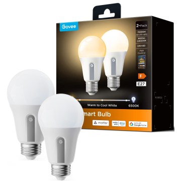 Govee - SADA 2x LED Stmívatelná žárovka Smart MATTER A60 E27/9W/230V 2700-6500K Wi-Fi