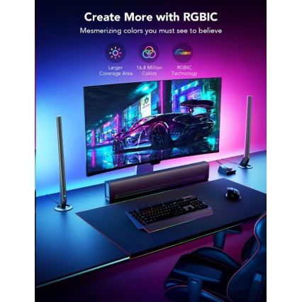 Govee - SADA 2x Smart Gaming Wi-Fi LED RGBIC Panely + Smart Dual + dálkové ovládání