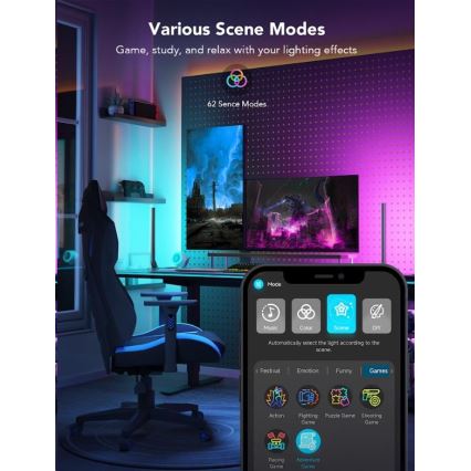 Govee - SADA 2x Smart Gaming Wi-Fi LED RGBIC Panely + Smart Dual + dálkové ovládání