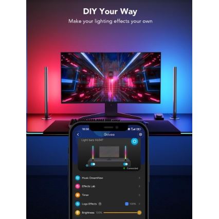 Govee - SADA 2x Smart Gaming Wi-Fi LED RGBIC Panely + Smart Dual + dálkové ovládání