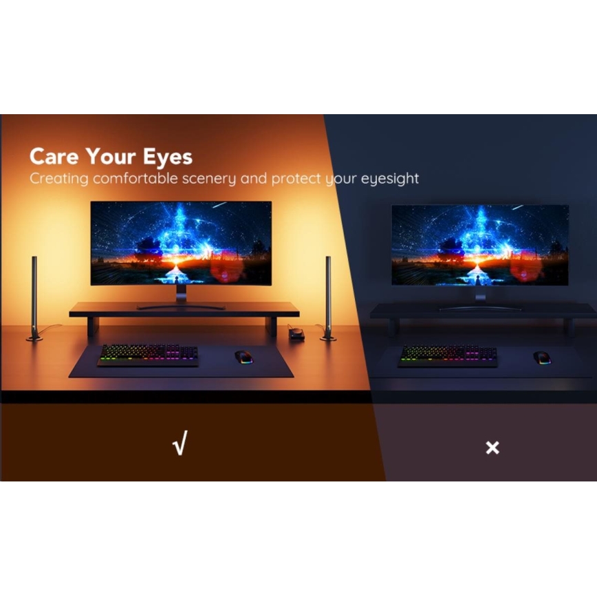 Govee - SADA 2x Smart Gaming Wi-Fi LED RGBIC Panely + Smart Dual + dálkové ovládání