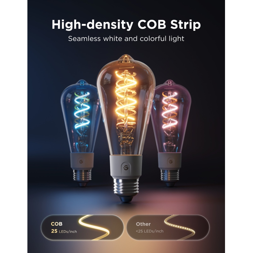 Govee - SADA 2xLED RGBWW Stmívatelná žárovka Smart MATTER ST64 E27/5W/230V 2700-6500K Wi-Fi