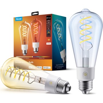 Govee - SADA 2xLED RGBWW Stmívatelná žárovka Smart MATTER ST64 E27/5W/230V 2700-6500K Wi-Fi