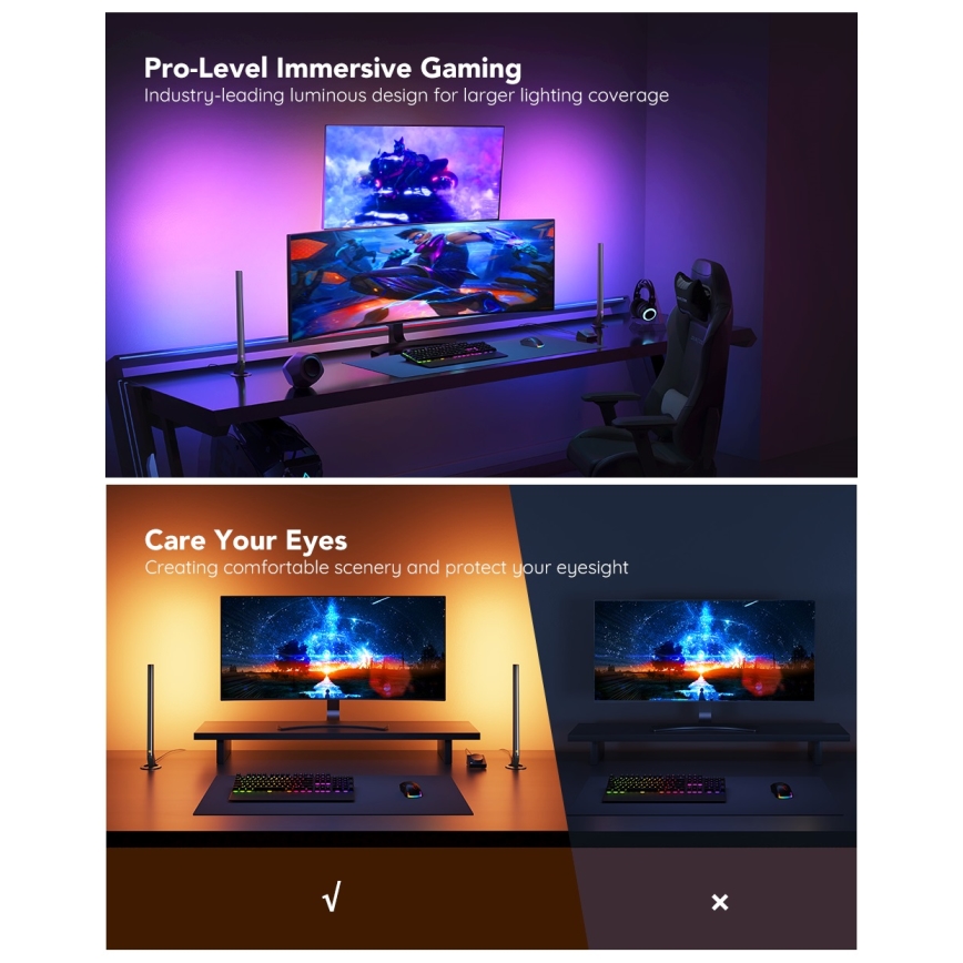 Govee - Smart Gaming WiFi LED Panely + Smart Dual ovladač White Wi-Fi