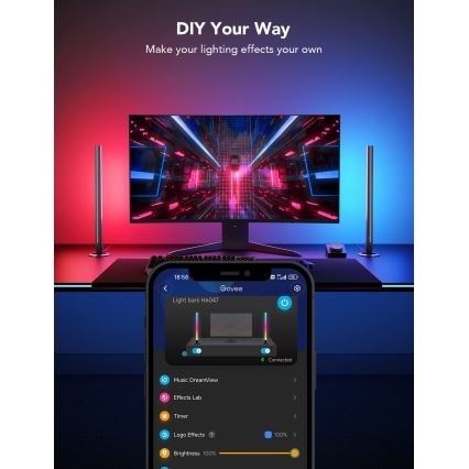 Govee - Smart Gaming WiFi LED Panely + Smart Dual ovladač White Wi-Fi