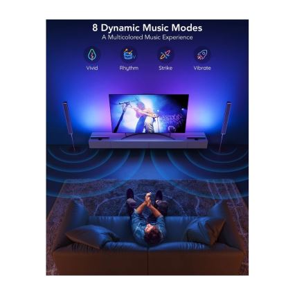 Govee - SMART LED RGBIC Panel 38cm pro TV 43-75 - 2ks Wi-Fi