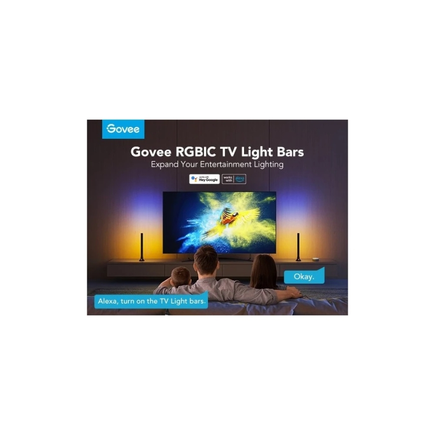 Govee - SMART LED RGBIC Panel 38cm pro TV 43-75 - 2ks Wi-Fi
