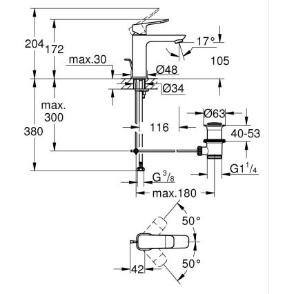 GROHE 1018322430 - Umyvadlová baterie DICE M černá