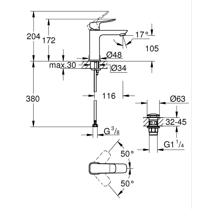 GROHE 1018330000 - Umyvadlová baterie DICE M lesklý chrom