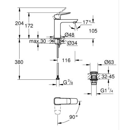 GROHE 1018362430 - Umyvadlová baterie DICE M černá