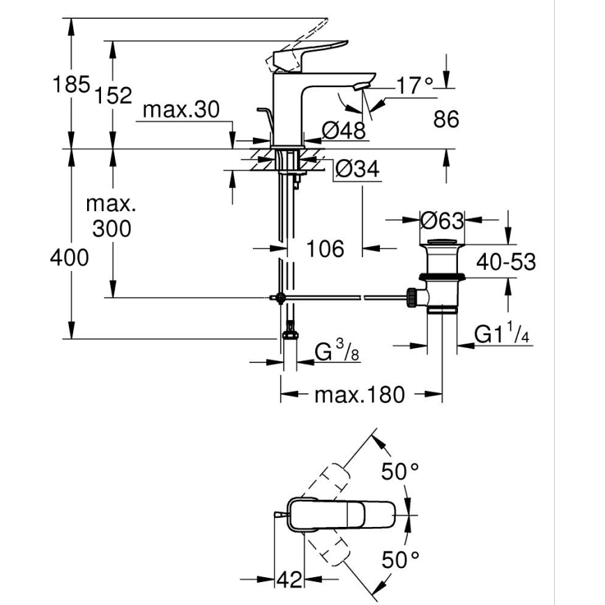 GROHE 1018560000 - Umyvadlová baterie DICE S lesklý chrom