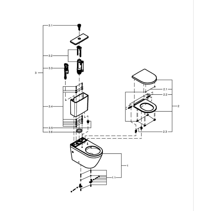 GROHE 102513SH00 - WC komplet EURO CERAMIC 67,3 x 37,6 x 79,2 cm keramika/bílá