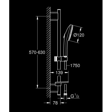 GROHE 1348662430 - Sprchová sada VITALIO JOY+ 120 mm černá