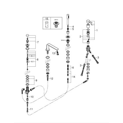 GROHE 19577001 - Vanová čtyřotvorová kombinace LINEARE lesklý chrom
