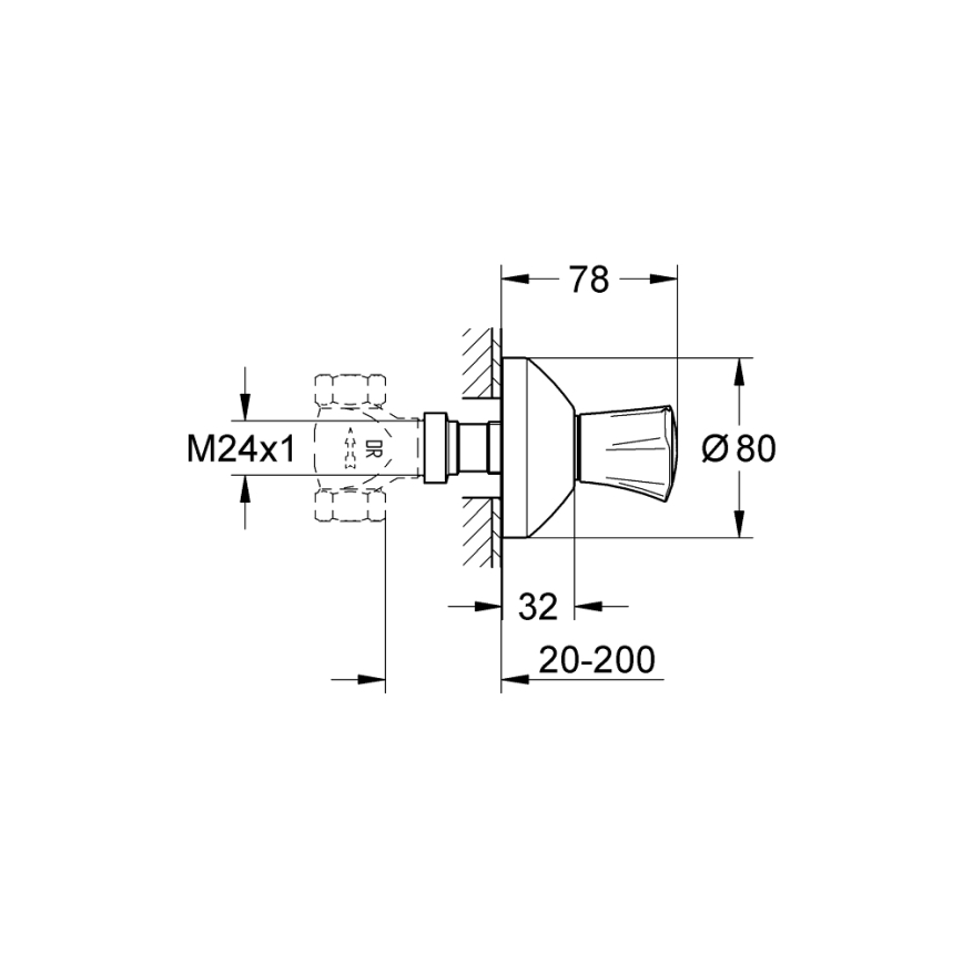 GROHE 19806001 - Vrchní díl podomítkového ventilu COSTA L 20-200 mm lesklý chrom