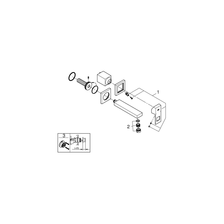 GROHE 19895000 - Umyvadlová dvouotvorová baterie EUROCUBE 171 mm lesklý chrom