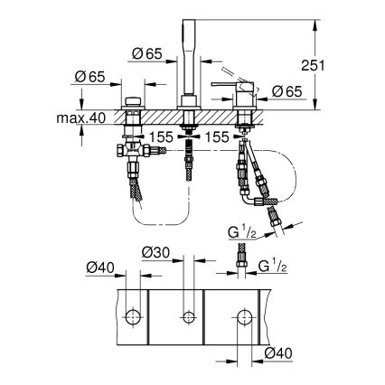 GROHE 19976001 - Vanová tříotvorová kombinace ESSENCE lesklý chrom