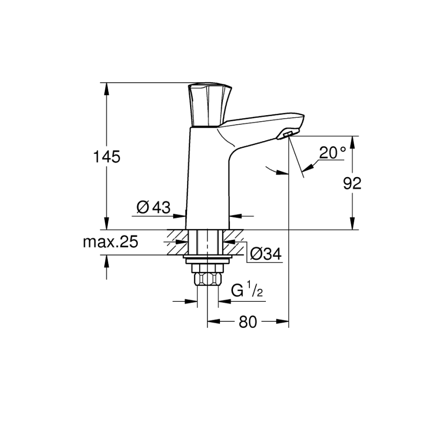 GROHE 20186001 - Stojánkový ventil COSTA L DN 15 lesklý chrom