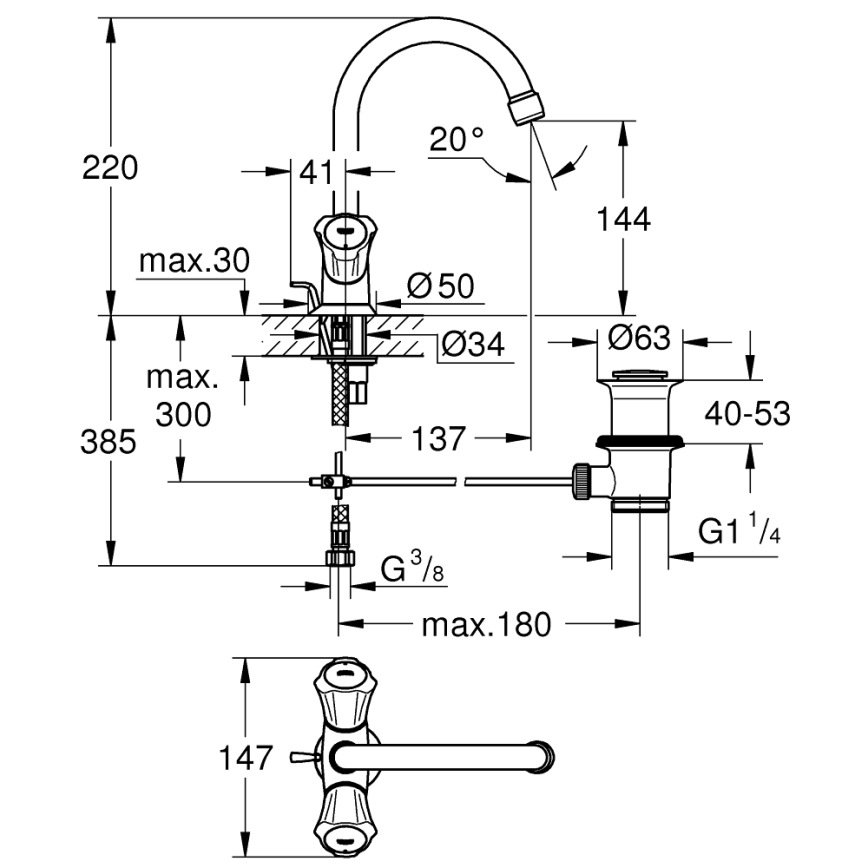 GROHE 21375001 - Umyvadlová baterie COSTA L lesklý chrom