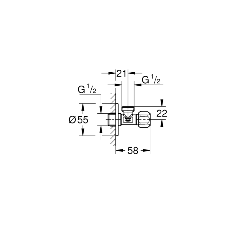 GROHE 22025000 - Rohový ventil UNIVERSAL DN 15 lesklý chrom