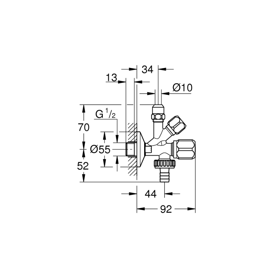 GROHE 22035000 - Kombi-rohový ventil UNIVERSAL DN 15 lesklý chrom