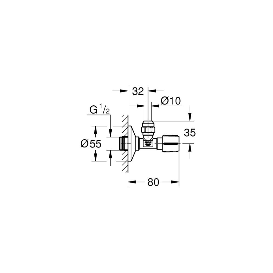 GROHE 22039000 - Rohový ventil UNIVERSAL DN 15 lesklý chrom