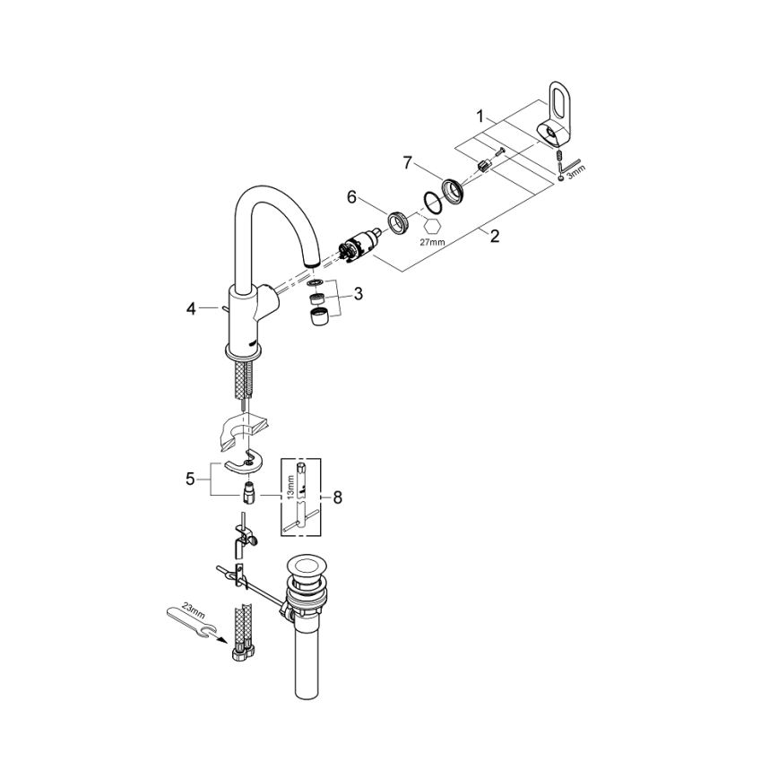 GROHE 23091000 - Umyvadlová baterie BAULOOP 310 mm lesklý chrom